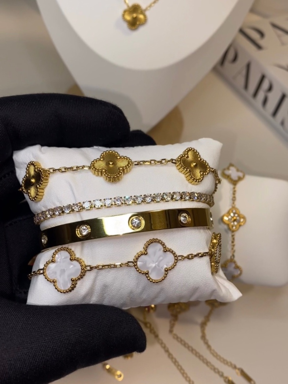 Clover Bracelet Bundle | 18K Gold PVD Stainless Steel | 3PC or 4PC Set